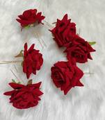 Maroon Rose Flowers Hair Clips,Hair Accessories,Hair Pins for B'day,Gift(6 Pack)