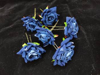 Blue Rose Flowers Hair Clips,Hair Accessories,Hair Pins for B'day,Gift(6 Pack) 2