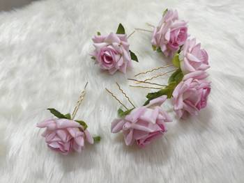 Pink Flowers Hair Clips,Hair Accessories,Hair Pins for B'day,Gift(6 Pack) 2