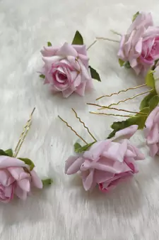 Pink Flowers Hair Clips,Hair Accessories,Hair Pins for B'day,Gift(6 Pack)