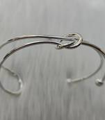 Women Silver-Plated Self Design Open Kada Bracelet (length 1 inches)