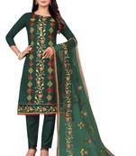 Green thread embroidery polycotton salwar