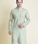 Mint Cotton Printed Men's Kurta