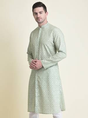 Mint Cotton Printed Men's Kurta 2