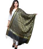 Banjara India Women's Banarasi Kora Silk Zari Dupatta - Curly-Black