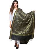 Banjara India Women's Banarasi Kora Silk Zari Dupatta - Sunny-Black