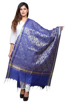 Banjara India Women's Banarasi Kora Silk Zari Dupatta - Sunny-Blue