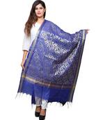Banjara India Women's Banarasi Kora Silk Zari Dupatta - Sunny-Blue