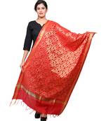 Banjara India Women's Banarasi Kora Silk Zari Dupatta - Sunny-Red