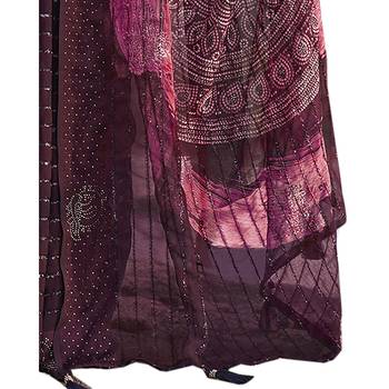 Purple printed pure georgette saree with blouse 3
