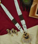 Black Pearl and  Kundan Long Necklace with Earring Jewellery Set for Women Girls  NS_1736_BK_350