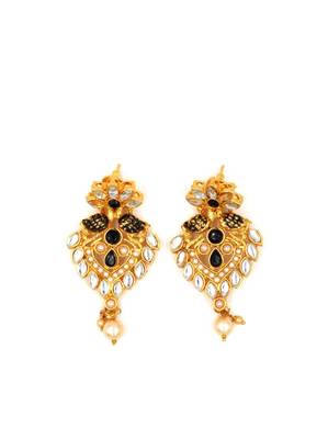 Black Pearl and  Kundan Long Necklace with Earring Jewellery Set for Women Girls  NS_1736_BK_350 3