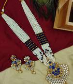 AarnaaFashion Gold Plated Blue Kundan Traditional Necklace Jewellery Set for Women & Girls NS_1736_BL_350