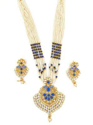 AarnaaFashion Gold Plated Blue Kundan Traditional Necklace Jewellery Set for Women & Girls NS_1736_BL_350 2
