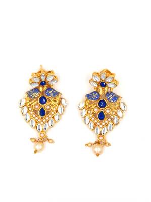 AarnaaFashion Gold Plated Blue Kundan Traditional Necklace Jewellery Set for Women & Girls NS_1736_BL_350 3