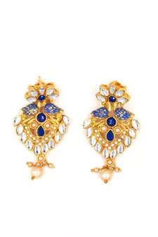 AarnaaFashion Gold Plated Blue Kundan Traditional Necklace Jewellery Set for Women & Girls NS_1736_BL_350
