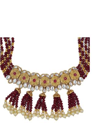 Glorious Ruby Colour Kundan Gold Plated Choker Necklace Set for Women NS_1835_R_295 4