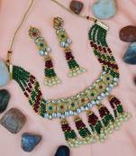 Glorious Multicolor Colour Kundan Gold Plated Choker Necklace Set for Women NS_1835_RG_295