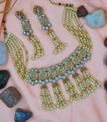 Glorious White Colour Kundan Gold Plated Choker Necklace Set for Women NS_1835_W_295