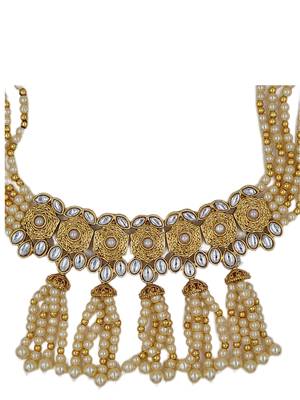 Glorious White Colour Kundan Gold Plated Choker Necklace Set for Women NS_1835_W_295 4