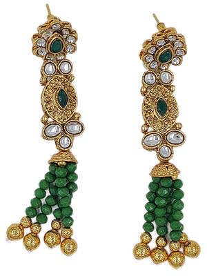Glamorous Green color  Gold Plated Long Necklace Set for Women NS_1832_G_340 3