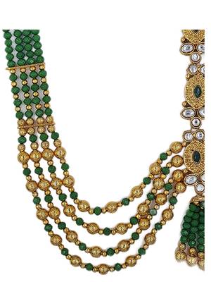 Glamorous Green color  Gold Plated Long Necklace Set for Women NS_1832_G_340 4