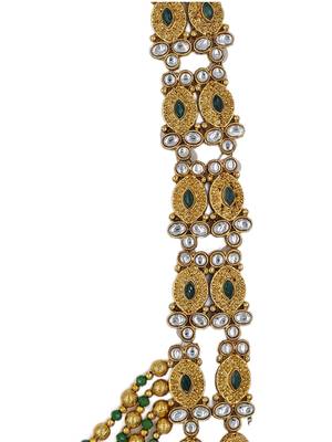 Glamorous Green color  Gold Plated Long Necklace Set for Women NS_1832_G_340 5