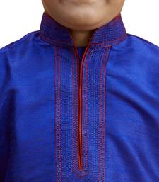 Blue embroidered silk boys-kurta-pyjama