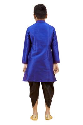 Blue embroidered silk boys-kurta-pyjama 5