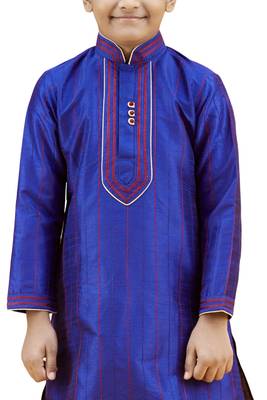 Blue embroidered silk boys-kurta-pyjama 2