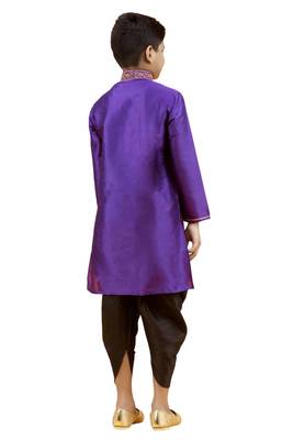 Purple embroidered silk boys-kurta-pyjama 3