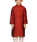 Maroon printed brocade
 boys-kurta-pyjama