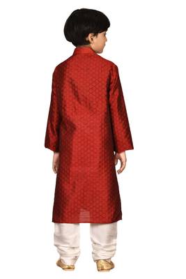 Maroon printed brocade boys-kurta-pyjama 3
