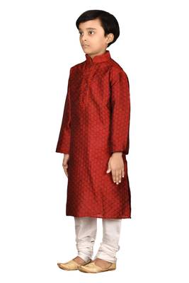 Maroon printed brocade boys-kurta-pyjama 5