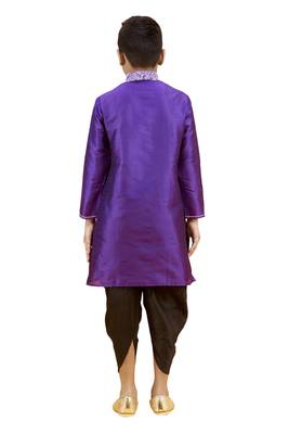 Purple embroidered silk boys-kurta-pyjama 5