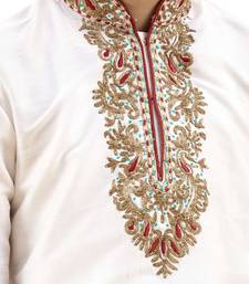 Fawn embroidered silk boys-kurta-pyjama