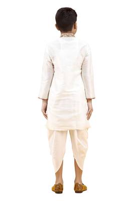 Fawn embroidered silk boys-kurta-pyjama 5