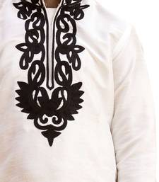 Fawn embroidered silk boys-kurta-pyjama