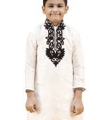 Fawn embroidered silk boys-kurta-pyjama