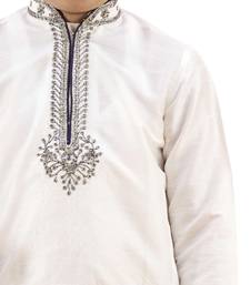 Fawn embroidered silk boys-kurta-pyjama