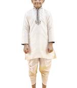 Fawn embroidered silk boys-kurta-pyjama