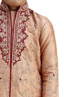 Gold embroidered silk boys-kurta-pyjama 2