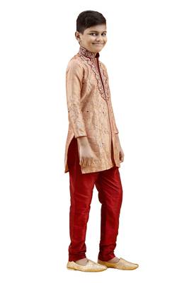 Gold embroidered silk boys-kurta-pyjama 3