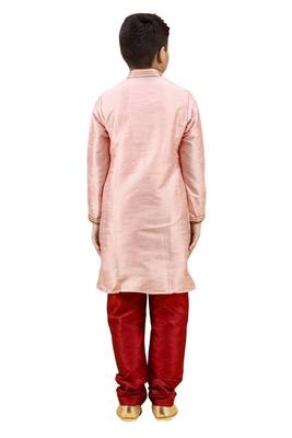 Pink embroidered silk boys-kurta-pyjama 5
