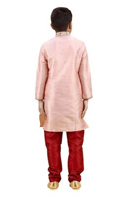 Pink embroidered silk boys-kurta-pyjama 5