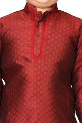 Maroon embroidered brocade boys-kurta-pyjama 2