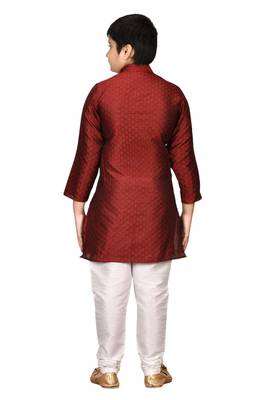 Maroon embroidered brocade boys-kurta-pyjama 4