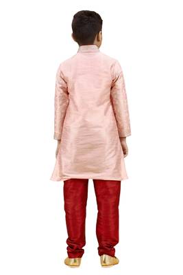 Pink embroidered silk boys-kurta-pyjama 5