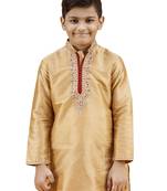 Gold embroidered silk boys-kurta-pyjama