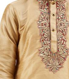 Gold embroidered silk boys-kurta-pyjama